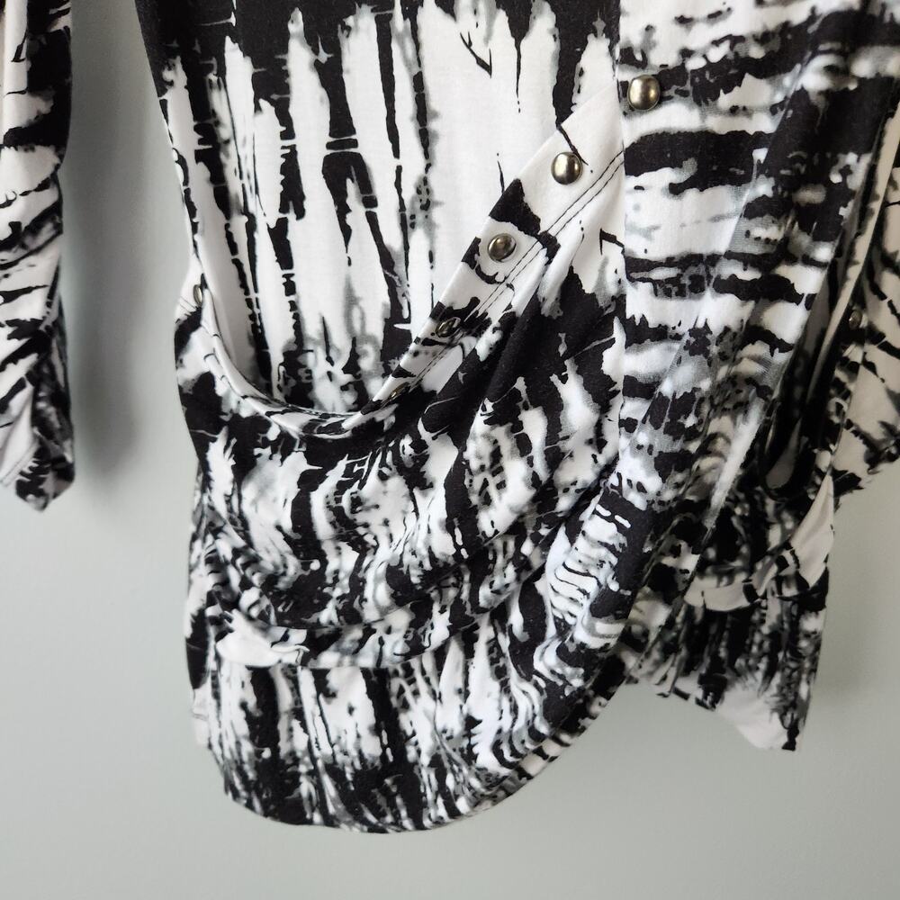 Alberto Makali Cardigan Women's L Black White Black Abstract Beaded Whimsigoth - Picture 4 of 15